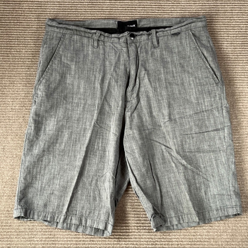 Hurley Mens Grey Heathered Cotton Chino Shorts Size 33